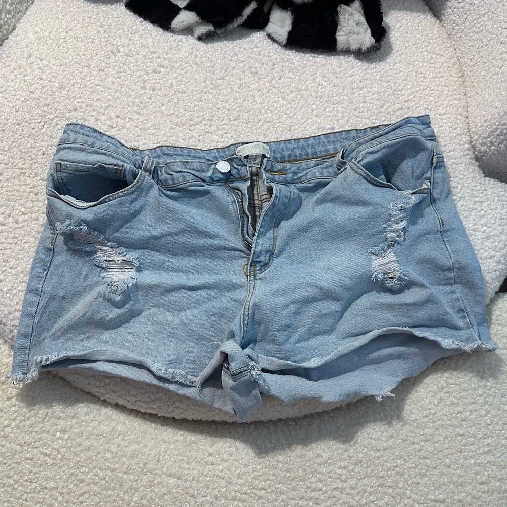 Plus Size 20 Forever 21 light Blue Cut-Off Jean Shorts